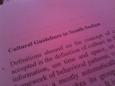 Preparing for South Sudan - Readings from the UN training